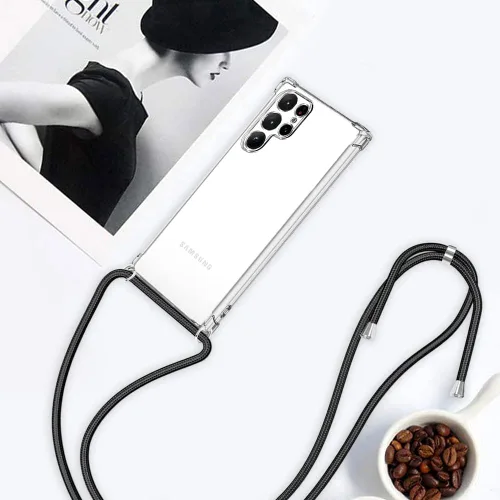 Miniatura 7 de para Samsung Galaxy S22 Ultra 5G Funda de teléfono transparente con bandolera para Galaxy S22 Ultra [con correa de lanyard ajustable] Funda