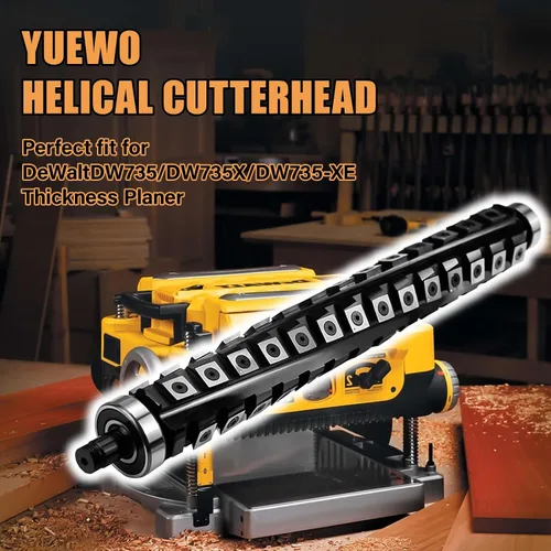 Miniatura 4 de YUEWO Cabezal de corte helicoidal Sprial apto para DeWalt DW735/DW735X/DW735-XE Cepilladora de 13 pulgadas con 66 insertos de carburo
