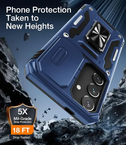 Miniatura 2 de WRJ Funda para Samsung Galaxy S25/Galaxy S24 con cubierta deslizante para cámara y protector de pantalla, protección de grado militar