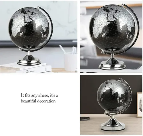 Miniatura 7 de POCHY Hermoso globo giratorio de 360° con soporte de metal, globos geográficos de escritorio para oficina, escuela, sala de estudio, decoración fina