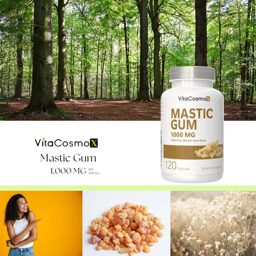 Miniatura 5 de Cápsulas de goma mastica, 1000 mg, 120 cápsulas vegetarianas, sin OMG y sin gluten