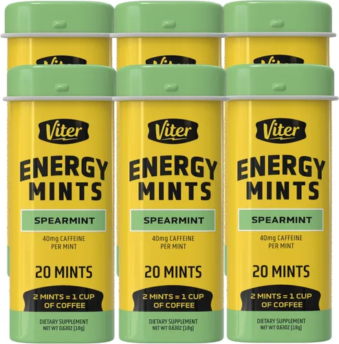 Miniatura 18 de Viter Energy Mentas con cafeína, 40 mg de cafeína, vitaminas B, sin azúcar. (menta, 8 onzas, bolsa a granel)
