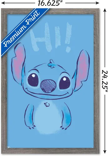 Miniatura 3 de Trends International Disney Lilo and Stitch - Póster de pared Hi Wall, 14.725 x 22.375 pulgadas, versión enmarcada de madera de granero