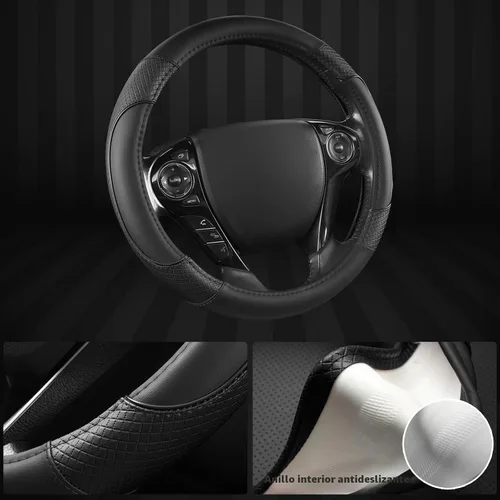 Miniatura 4 de Cubierta de volante de cuero de microfibra GIANT PANDA para Honda Accord, Civic, CR-V, HR-V, Pilot (patrón de diamante negro tamaño estándar)