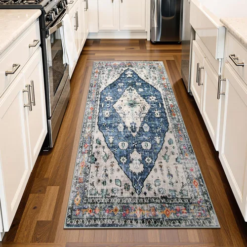 Miniatura 18 de Lahome Alfombra tribal bohemia de 2 x 3 pies, alfombra verde pequeña para entrada, suave, antideslizante, lavable, alfombra de baño bohemia de pelo