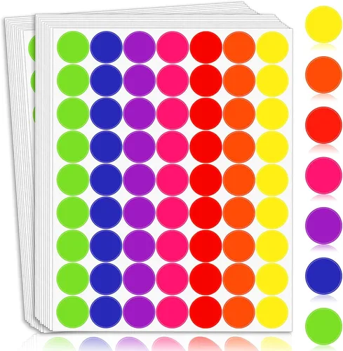 Calcomanías de puntos de colores de 1 pulgada, calcomanías circulares redondas de codificación de colores, 1575 unidades, etiquetas adhesivas 7