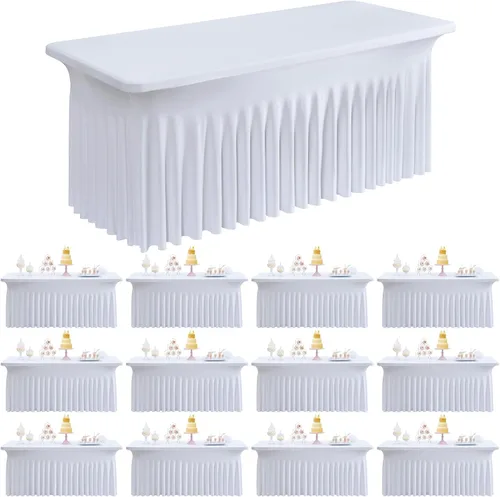 Miniatura 11 de Outpain - 4 paquetes de mantel de elastano de 6 pies para mesas plegables estándar - Mantel de mesa rosa bebé, protector de mesa para fiesta, boda