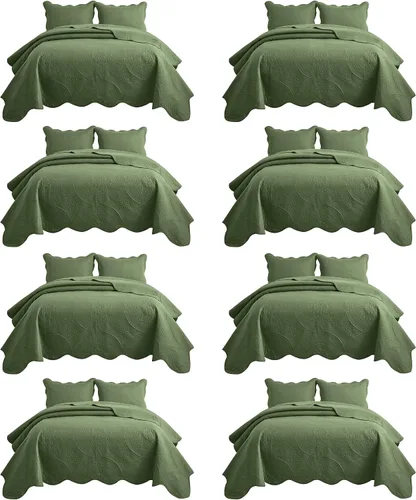 Miniatura 66 de MOONLIGHT20015 Paquete de 8 Colchas Tamaño King para Cama (106" x 96") - Venta al Por Mayor para Hoteles, Dormitorios de Huéspedes y Airbnbs - Gris