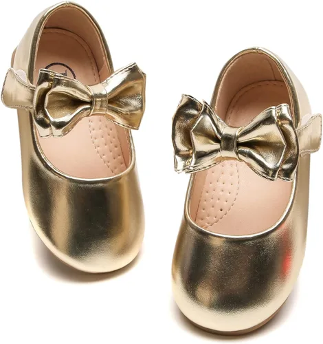 DADAWEN Zapatos de vestir Mary Jane para niñas, con lazo frontal, bailarina, zapatos planos de princesa, boda, fiesta, escuela (bebéniño pequeñoniño