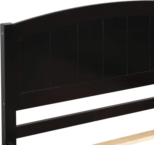 Miniatura 7 de Merax Cama de plataforma de madera tamaño individual, marco de cama con cama nido, no requiere somier, color espresso