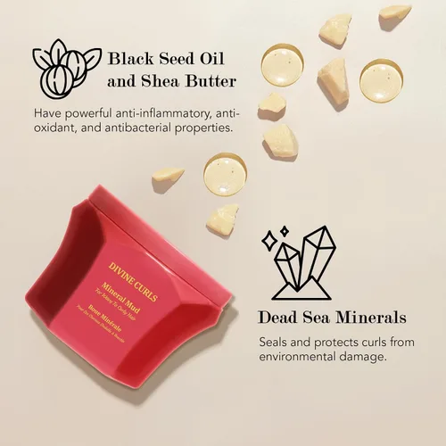 Miniatura 5 de Saphira Divine Curls - Máscara de pelo de barro con minerales del mar Muerto - Mascarilla acondicionadora profunda para cabello rizado y ondulado