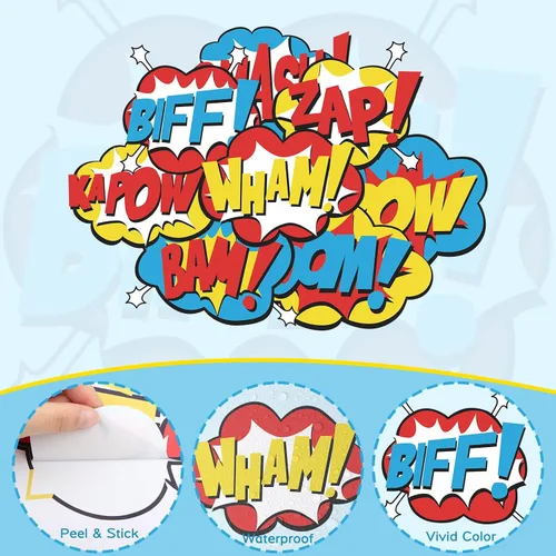Miniatura 7 de Calcomanías de pared de superhéroes, calcomanías de efectos de sonido de cómics, calcomanías de superhéroe, Boom Pow, calcomanías de vinilo