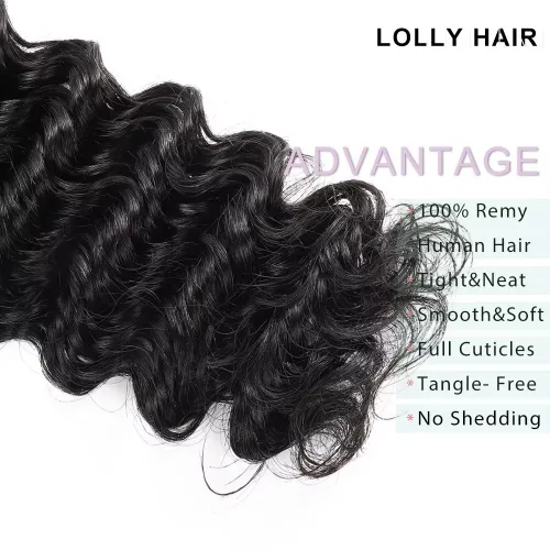 Miniatura 3 de Manojos de cabello humano ondulado profundo de 12, 14, 16 pulgadas, paquetes de ondas de agua, 100% sin procesar, 10A, cabello humano virgen