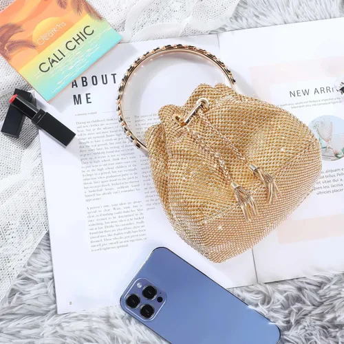 Miniatura 7 de UBORSE Bolso pequeño con purpurina y diamantes de imitación, embrague de lentejuelas para mujer