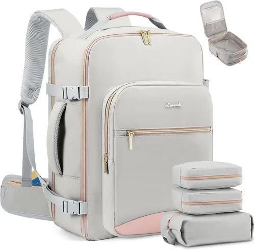 Miniatura 41 de LOVEVOOK Mochila de viaje de 40L aprobada para vuelo, 3 cubos de embalaje, bolsa de viaje impermeable para artículos personales, equipaje de mano