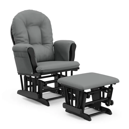 Miniatura 18 de Storkcraft Planeador de Aro Premium y Otomana (Chevron Blanco/Gris) — Planeador de Guardería con Certificado GREENGUARD Gold, Artesanía de Madera