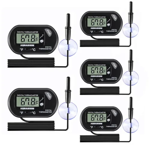 Miniatura 9 de Termómetro de acuario para acuario, termómetro digital LCD para tanque de peces con sonda de sensor resistente al agua y ventosa para incubadoras