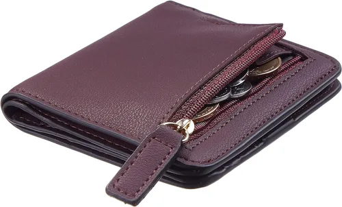 Miniatura 2 de Gostwo - Cartera compacta de piel genuina de lujo para mujer con bloqueo de RFID y ventana de identificación