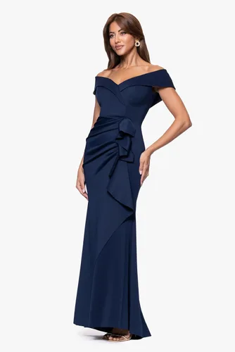 Miniatura 2 de Xscape Womens Long Off Shoulder Sweetheart Neck Side Ruffle Gown (Reg and Petite)