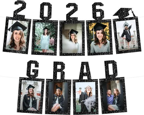 KatchOn, Cartel de fotos de graduación negro 2026 – Grande, 10 pies | Banner de graduación Clase de 2026 personalizado | Decoraciones de graduación