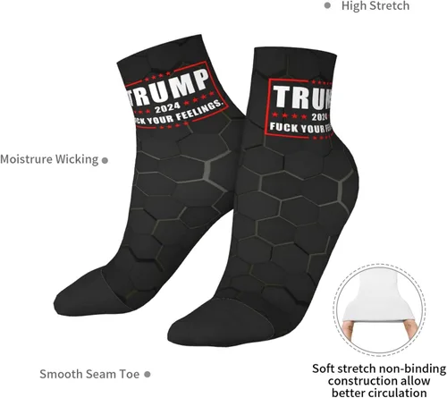 Miniatura 7 de GDJF Trump 2024 Fuck Your Feelings Ankle Socks Winter Low Cut Sports Warm Comfort Breathable Casual Socks For Mens And Womens (1)