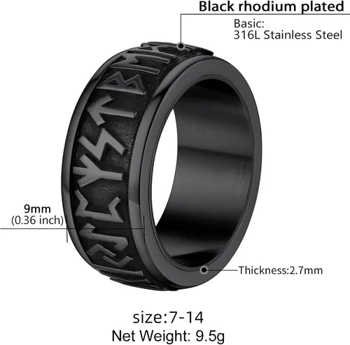 Miniatura 16 de Supcare Anillo giratorio para hombre y mujer, diseño nórdico/celta/luna, estrella, anillo giratorio con nombre personalizado, regalos para Navidad