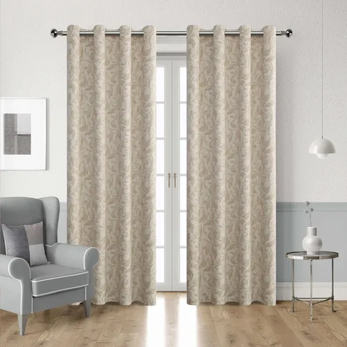 Cortinas de oscurecimiento del 80% para dormitorio, cortinas beige florales de 54 pulgadas de largo para sala de estar, cortinas vintage de estilo