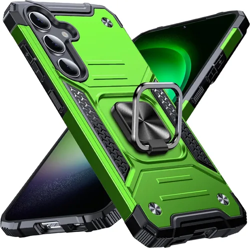 Miniatura 22 de Anqrp Funda para Galaxy S22 Ultra, Funda Protectora de Teléfono de Grado Militar con Soporte Plegable de Anillo de Metal Giratorio