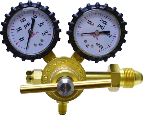 Miniatura 3 de Uniweld RHP400 Regulador de nitrógeno con 0-400 PSI de presión, CGA580 conexión de entrada y conexión de salida de llama macho de 1/4 de pulgada