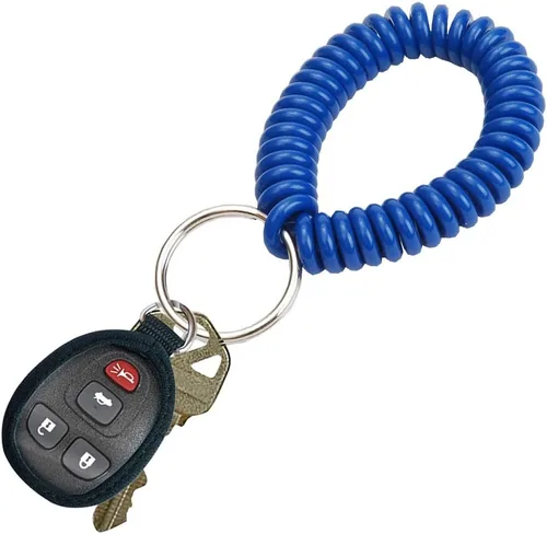 Miniatura 3 de Lucky Line - Resorte de muñeca en espiral de 2 pulgadas de diámetro con llavero de acero, pulsera y llavero flexible para muñeca, se estira hasta 12