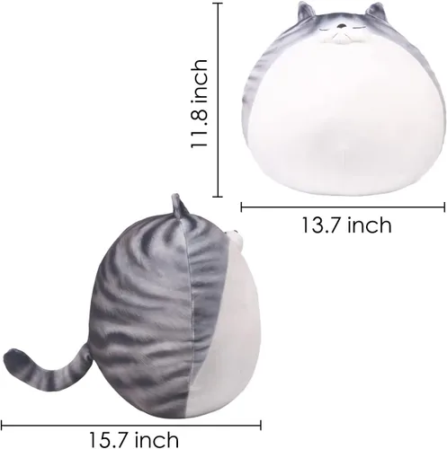 Miniatura 2 de ARELUX Almohada de felpa de gato gordito de 11.8 pulgadas de alto, lindo gatito gordo de peluche, adorable almohada para abrazar, peluche de anime