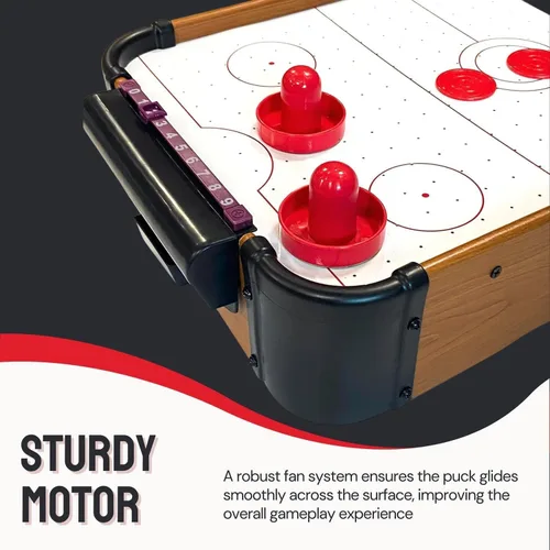 Miniatura 3 de Tradeopia Mini juego de hockey de aire de madera portátil con 2 huelguistas y 2 discos - hockey de aire de mesa