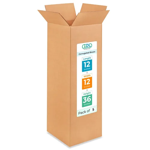 Miniatura 292 de IDL Packaging Paquete de 5 cajas de envío altas de 8 x 8 x 48 pulgadas, extra resistentes de 200 libras frente a caja regular, cajas de mudanza
