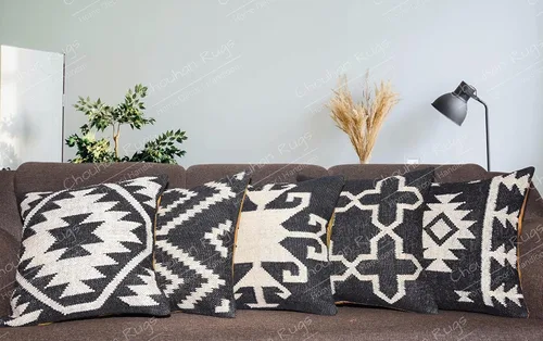 Chouhan Rugs Juego de 5 fundas de almohada vintage de yute hechas a mano, fundas de almohada indias para decoración del hogar, fundas de almohada