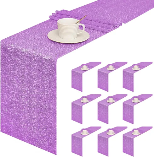 Miniatura 15 de Sugargirl Paquete de 10 caminos de mesa de lentejuelas de 12 x 72 pulgadas, camino de mesa verde manzana con purpurina para suministros de fiesta