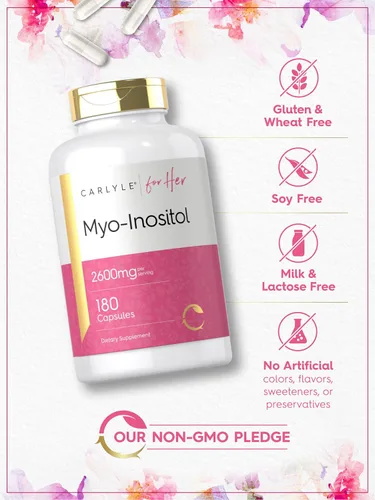 Miniatura 5 de Carlyle Myo-Inositol Suplemento para mujer 2600 mg 180 cápsulas Soporte extra fuerte para ella Sin OMG, sin gluten
