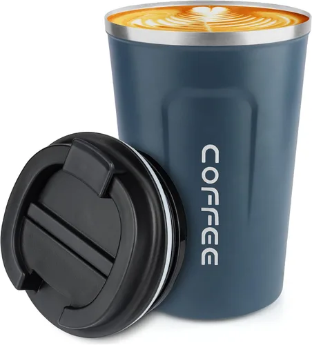 Miniatura 16 de Vaso térmico de acero inoxidable de 12 onzas con aislamiento al vacío, taza de viaje a prueba de derrames con tapa, para mantener caliente/café