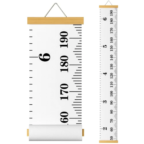Miniatura 10 de Tabla de crecimiento para niños, tabla de altura para niños, niñas, bebés, lienzo y madera, tabla de altura de crecimiento extraíble, decoración