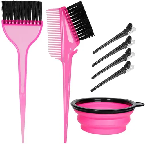 Miniatura 16 de Juego de brochas y tazones de color para teñir el cabello, juego de brochas de color para mezclar tazón, peine para teñir el cabello (negro)