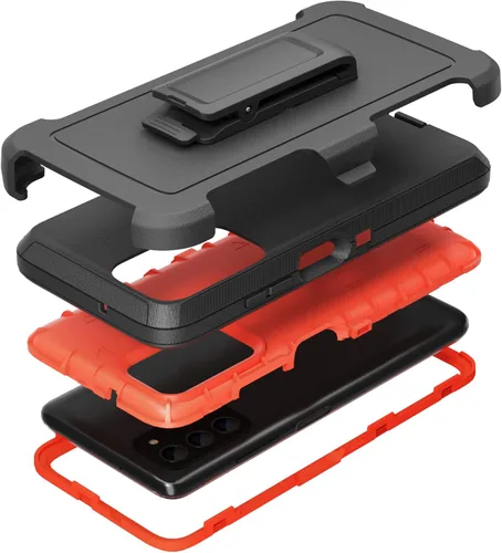 Miniatura 7 de Funda compatible con Samsung Galaxy A03s, con clip para cinturón, resistente, a prueba de golpes, protección de cuerpo completo para teléfono Negro