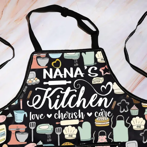 Miniatura 3 de WZMPA Delantal de cocina con bolsillos para abuela, regalos de cocina para abuela, diseño de amor para cocina y hornear