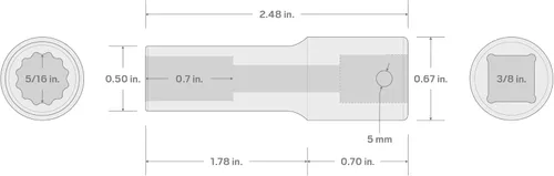 Miniatura 241 de TEKTON Encastre de 3/8 pulgadas x 0.669 in Zócalo de impacto de 12 puntos poco profundo SID12317