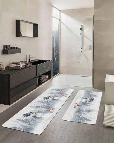 Miniatura 2 de Tapete de baño de muñeco de nieve para bañera, antideslizante, de secado rápido y absorbente, tierra de diatomeas, fregadero, dormitorio, cocina