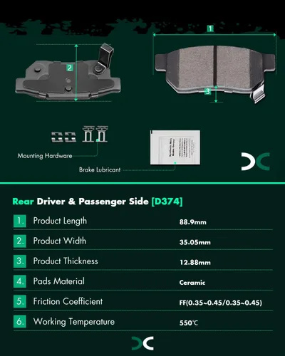 Miniatura 6 de SCITOO Kits de pastillas de freno de cerámica D465 D374 Reemplazo delantero y trasero para Acura CL 1997-1999, para Honda Civic 2002-2003 200-2011