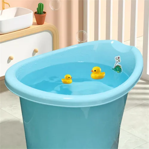 Miniatura 2 de Bañera para niños pequeños con asiento, bañera para niños de 0 a 3 años, baño más grande para niños más grandes a la hora del baño (azul)