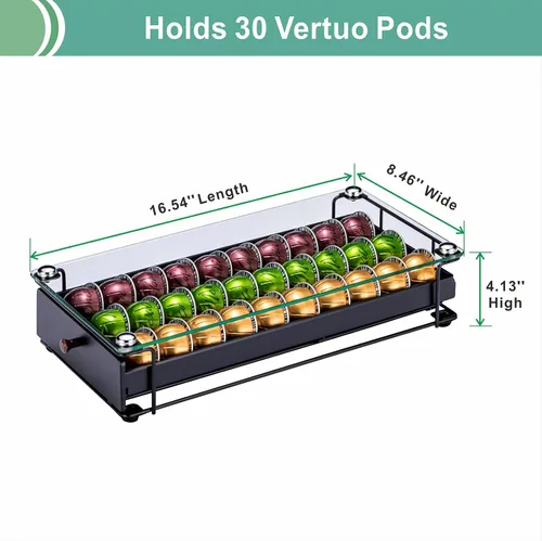 Miniatura 2 de ZCDCP Nespresso Vertuo - Soporte para cápsulas de café, cajón, color negro, 30 cápsulas