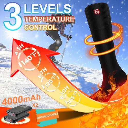 Miniatura 3 de SVPRO Calcetines calentados para hombres y mujeres, calcetines eléctricos recargables con batería, calcetines cálidos de invierno con 3 ajustes