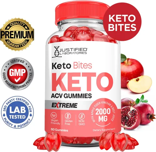 Miniatura 2 de Keto Bites Keto ACV Gummies Fórmula Extrema 2000 mg Vegano Sin OGM con Jugo de Granada Raíz de Remolacha B12 60 Gummys