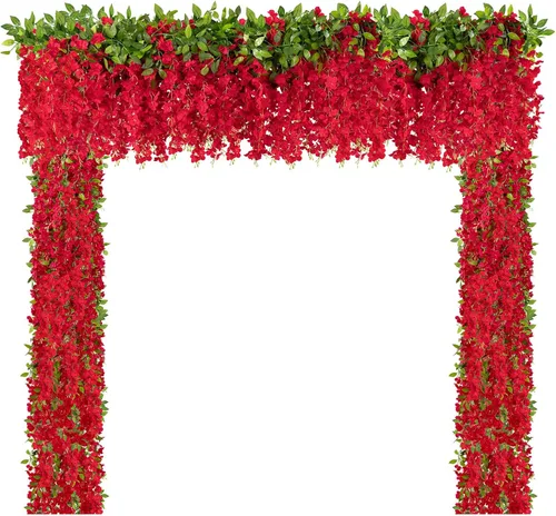 Miniatura 13 de U'Artlines 10 Piezas 7.2 Pies/Pieza Guirnalda de Glicina Artificial de Seda Flores de Glicina Negra Falsas Follaje Colgante Vides Guirnaldas