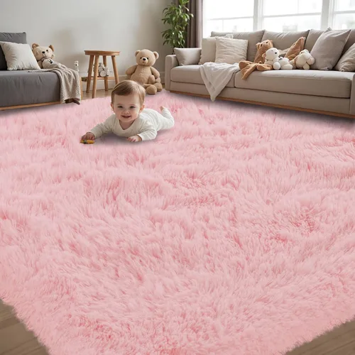 Miniatura 21 de Alfombra de Área 8x10 para Sala de Estar: Alfombras Shag Gris Claro Ultra Suaves y Esponjosas, Alfombra Grande Difusa de Felpa